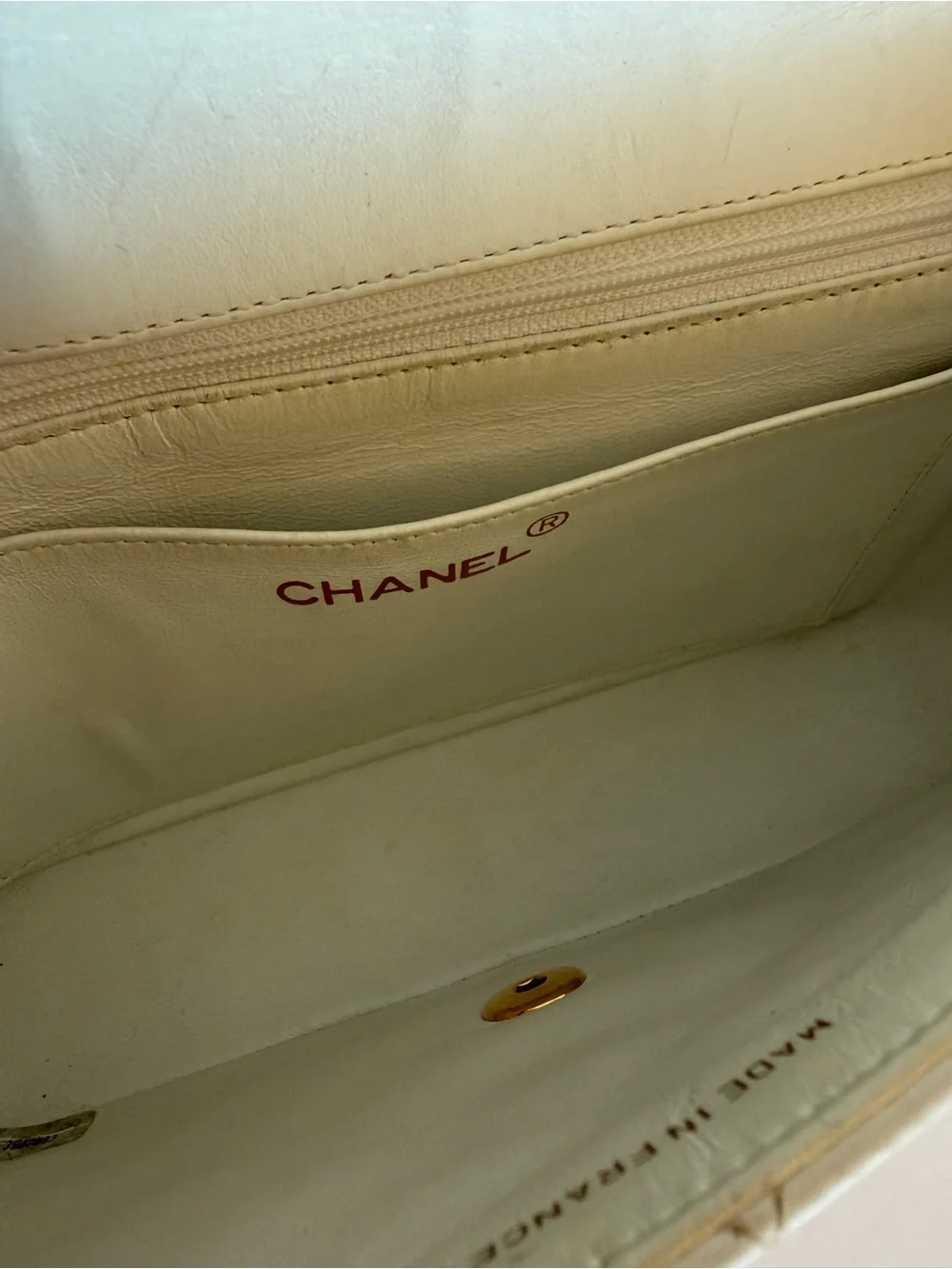 Vintage Chanel White Lambskin Quilted Flap Bag 24K Gold 1990s Authentic